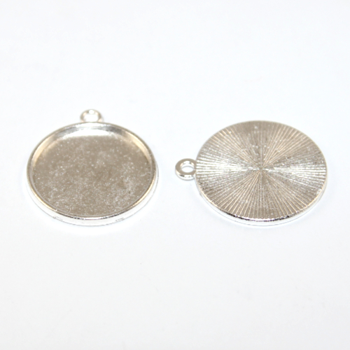 20mm Round Cabochon Pendant Setting - Silver