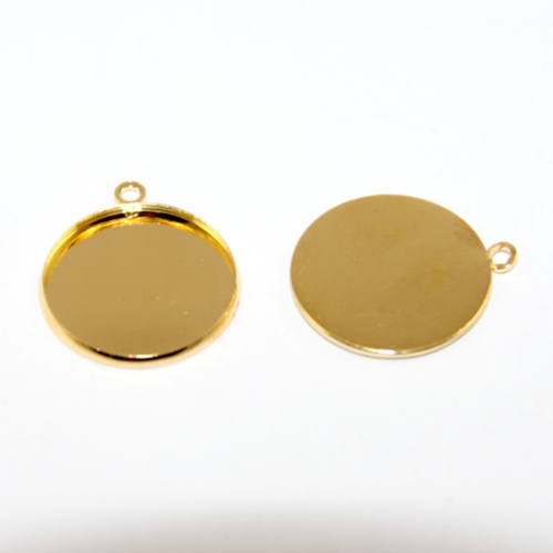 20mm Round Cabochon Pendant Setting - Bright Gold