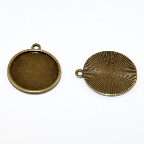20mm Round Cabochon Pendant Setting - Antique Bronze