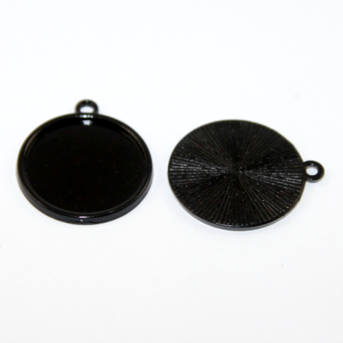 20mm Round Cabochon Pendant Setting - Black