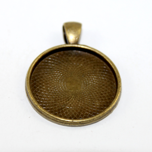 25mm Round Cabochon Pendant Setting - Antique Bronze