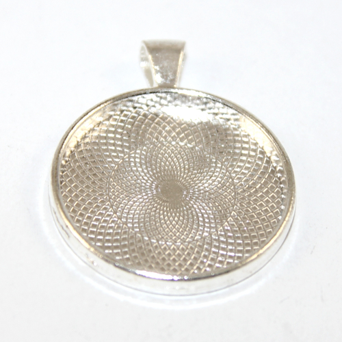 30mm Round Cabochon Pendant Setting - Silver