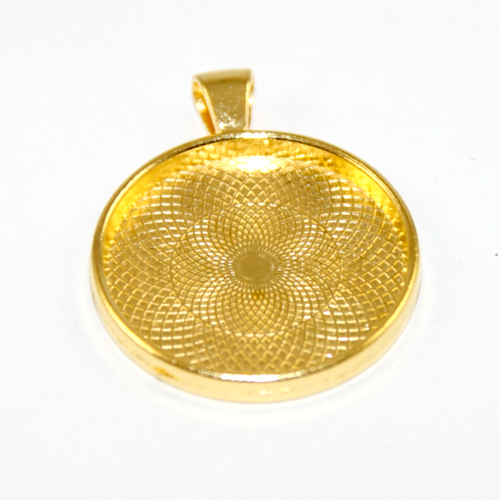 30mm Round Cabochon Pendant Setting - Bright Gold