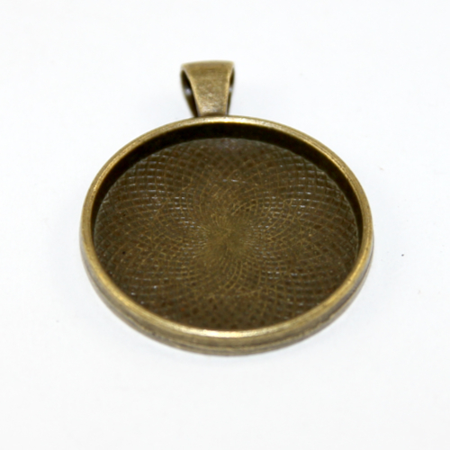 30mm Round Cabochon Pendant Setting - Antique Bronze