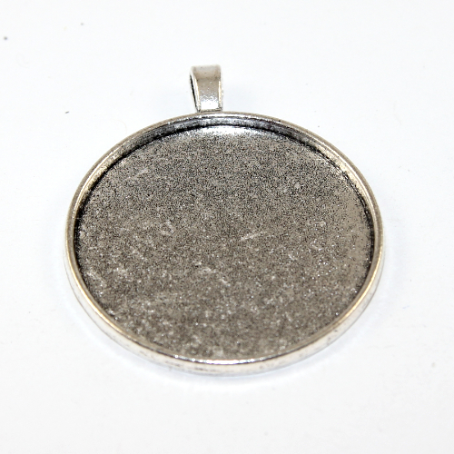 40mm Round Cabochon Pendant Setting - Platinum