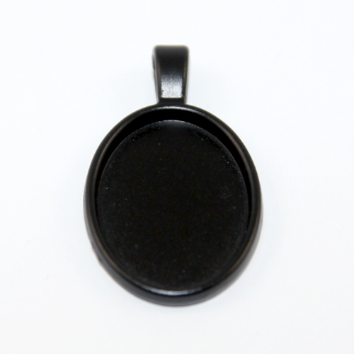 25mm x 18mm Oval Cabochon Setting Pendant - Black