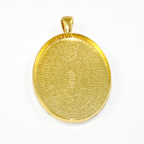 30mm x 40mm Oval Cabochon Setting Pendant  - Bright Gold