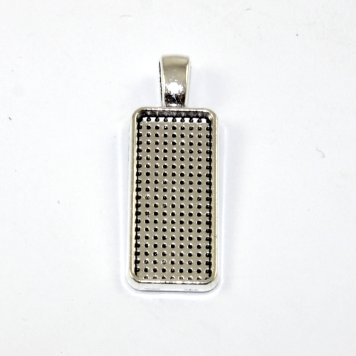 10mm x 25mm Rectangle Cabochon Setting Pendant - Platinum