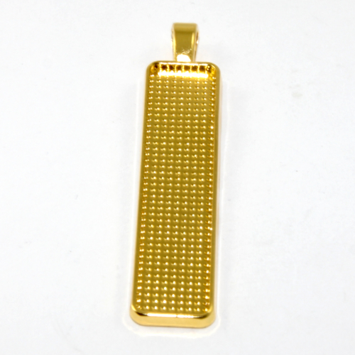 10mm x 50mm Rectangle Cabochon Setting Pendant - Bright Gold
