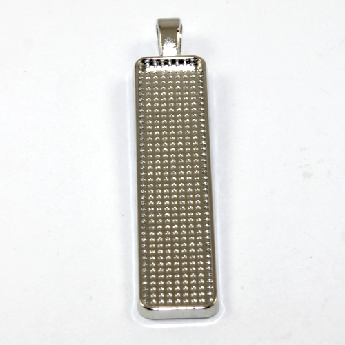 10mm x 50mm Rectangle Cabochon Setting Pendant - Platinum