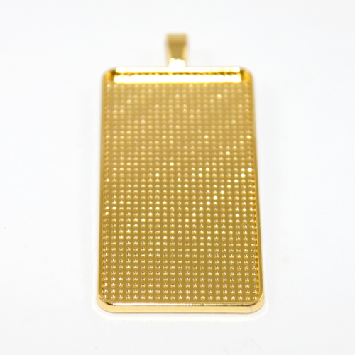 25mm x 50mm Rectangle Cabochon Setting Pendant - Bright Gold