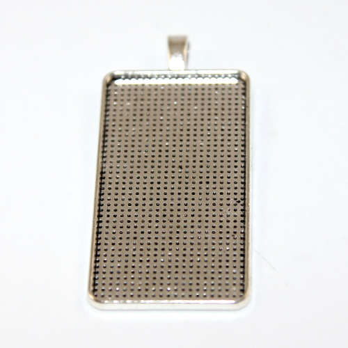 25mm x 50mm Rectangle Cabochon Setting Pendant - Platinum