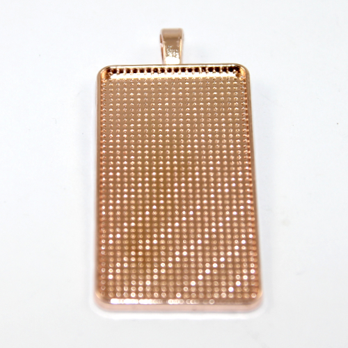 25mm x 50mm Rectangle Cabochon Setting Pendant - Rose Gold