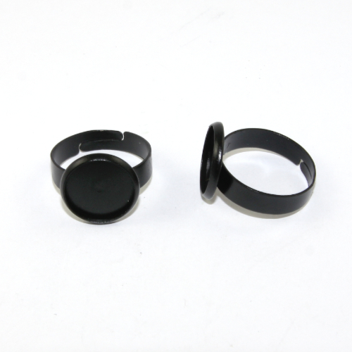 12mm Cabochon Setting Adjustable Ring - Black