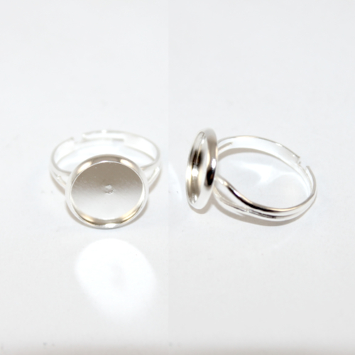 12mm Cabochon Setting Adjustable Ring - Silver