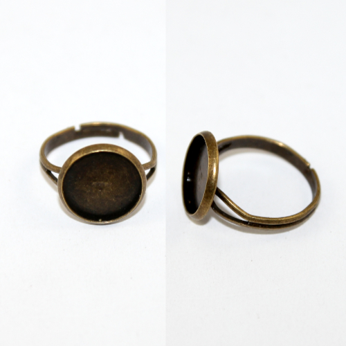 12mm Cabochon Setting Adjustable Ring - Antique Bronze