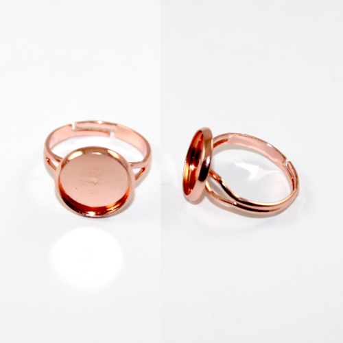 12mm Cabochon Setting Adjustable Ring - Rose Gold