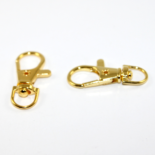 36mm Lobster Keyring with Swivel - Bright Gold