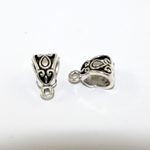 13mm x 8mm Etched Pendant Bail - Platinum