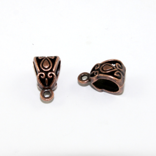 13mm x 8mm Etched Pendant Bail - Antique Copper