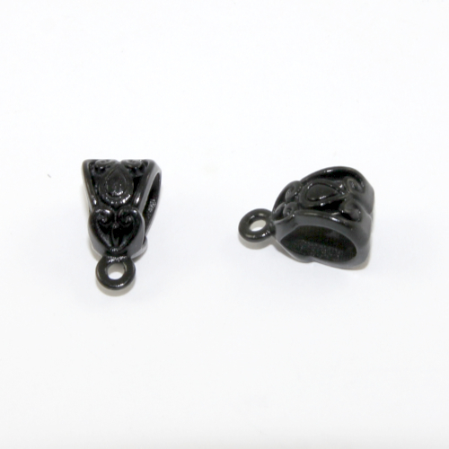 13mm x 8mm Etched Pendant Bail - Black