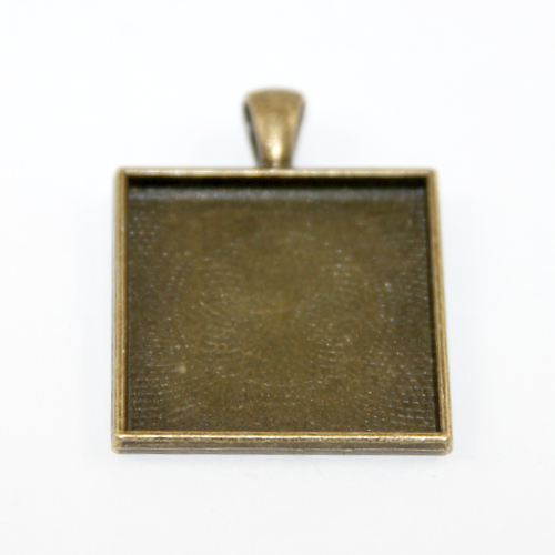 25mm Square Cabochon Pendant Setting - Antique Bronze