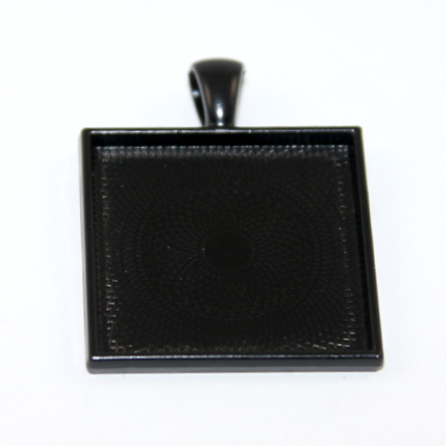 25mm Square Cabochon Pendant Setting - Black