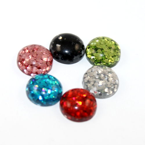 12mm Glitter Cabochon - Mixed Colours