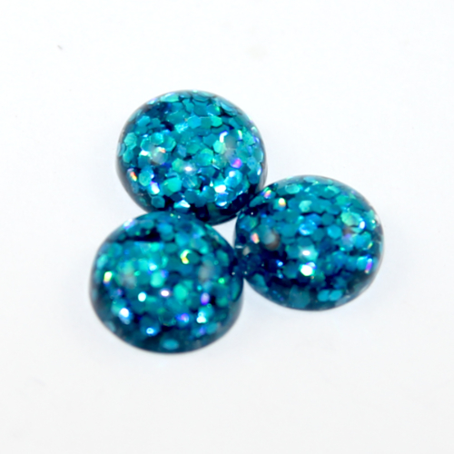 12mm Glitter Cabochon - Aquamarine