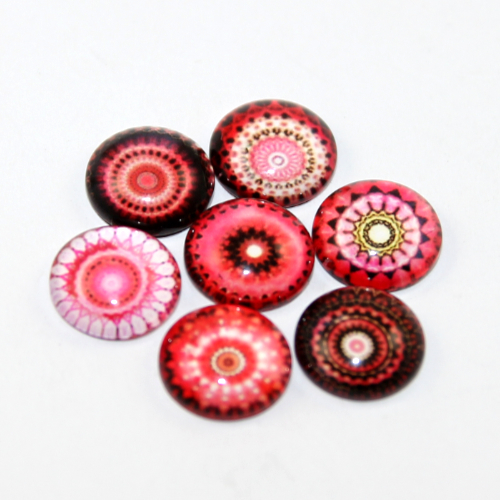 12mm Mixed Red Patterns Cabochon
