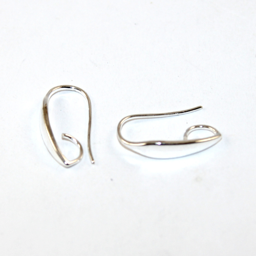 20mm x 11mm Flat Flared Ear Hook with a Hidden Loop - Silver