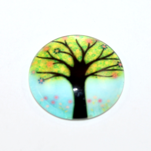 20mm Tree of Life - Green Tree on Bright Blue