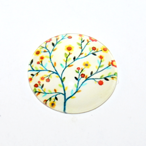 20mm Tree of Life - Red Flowers on White