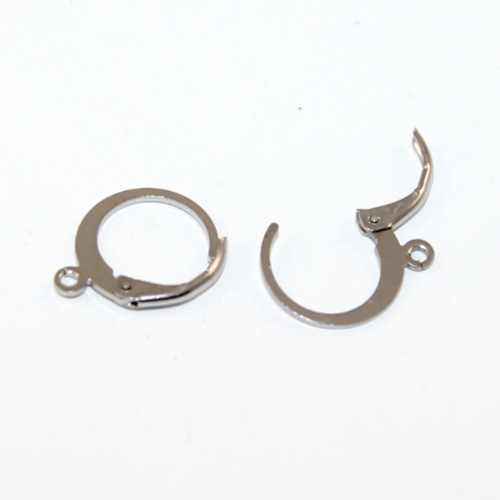 12mm Round Continental Leverback Earring with Loop - 316 Surgical Steel - Pair