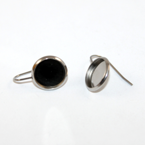 12mm Cabochon Setting Ear Hook - 304 Stainless Steel - Pair