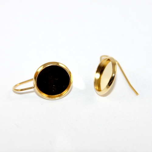 12mm Cabochon Setting Ear Hook - 304 Stainless Steel - Pair - Bright Gold