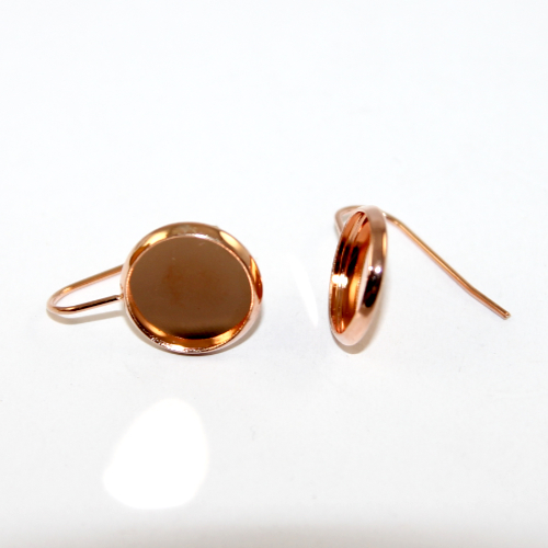 12mm Cabochon Setting Ear Hook - 304 Stainless Steel - Pair - Rose Gold