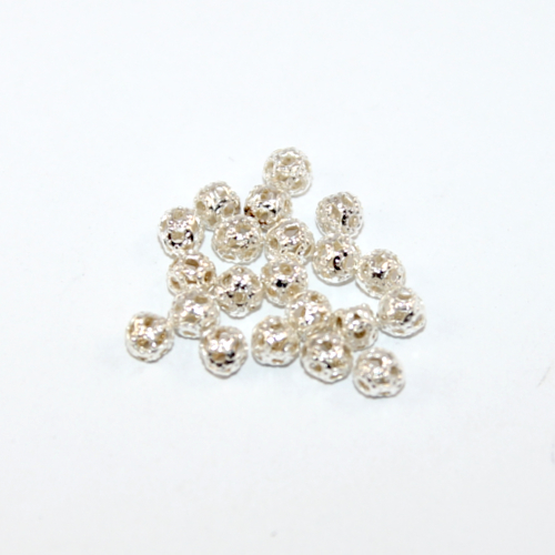 4mm Hollow Filigree Ball - Silver