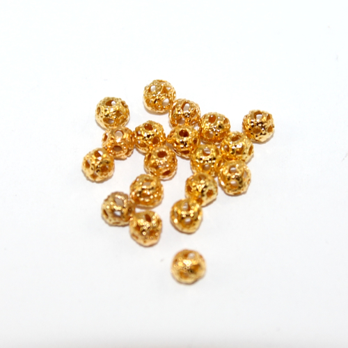 4mm Hollow Filigree Ball - Bright Gold