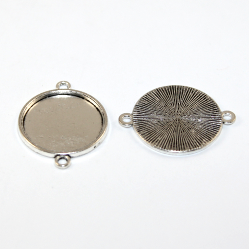 20mm Round Cabochon Connector Setting - Platinum