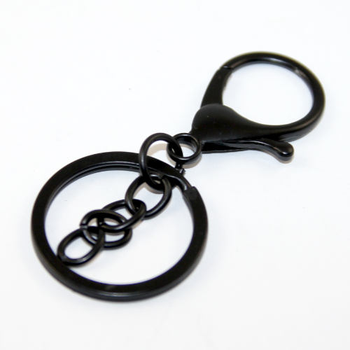 Keyring with Split Ring & Chain - Black