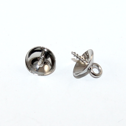 8mm Screw in Eye Pin with Bead Cap - 304 Stainless Steel