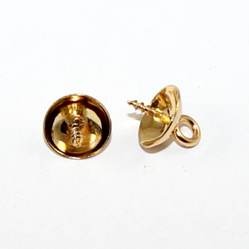 8mm Screw in Eye Pin with Bead Cap - 304 Stainless Steel - Bright Gold