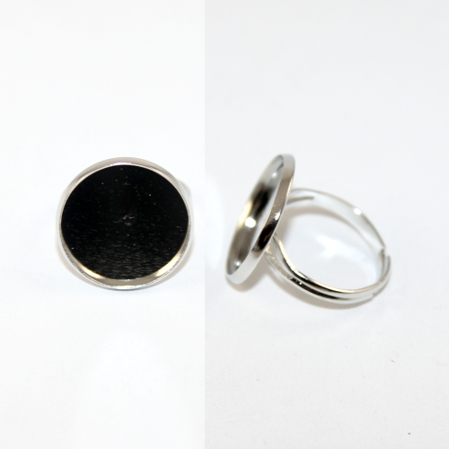 18mm Cabochon Setting Adjustable Ring - Platinum