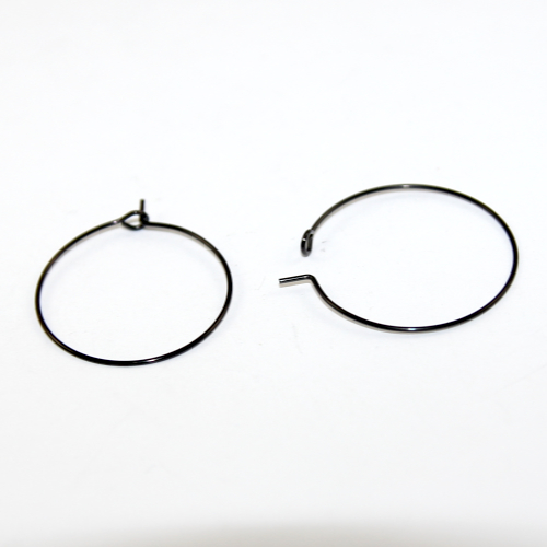 25mm 304 Stainless Steel Hoop Earring - Pair - Black