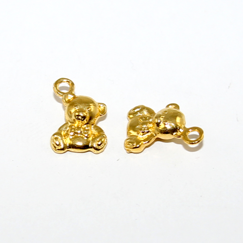 Teddy Bear Charm - Bright Gold - 2 Piece Pack