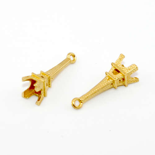 Eiffel Tower Charm - Bright Gold - 2 Piece Pack