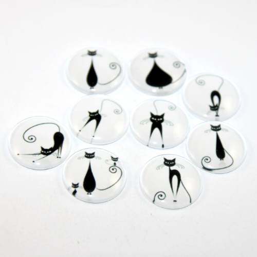 25mm Black and White Cat Cabochon Mix