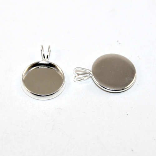 12mm Cabochon Pendant with Loop Bail - Silver
