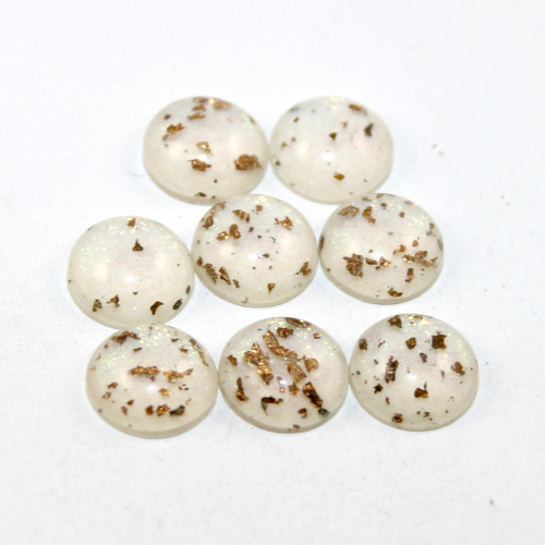 12mm White Gold Leaf Resin Cabochon